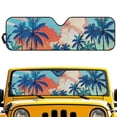 thumbnail image 1 of HUIAOCNG Coconut Tree Windshield Sunshade Car Sun Shade Heat Shield Sunshade Sun Visor Mat for 1997-2017 Jeep Wrangler Rubicon Sahara TJ JK JKU 2/4 Doors, 1 of 6