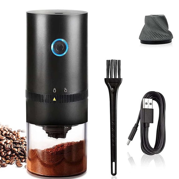 HUICH Electric bean grinder household small manual coffee bean grinder portable, 13w fully automatic bean grinder hand grinder coffee machine height 17.5cm black
