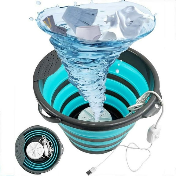 HUICH Ultrasonic washing machine portable mini small dormitory socks and underwear cleaner turbo folding washing machine, US standard, 10w, 2-in-1