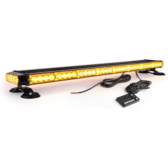 HUICHENG 38 Inch Amber Yellow Rooftop Beacon Warning Emergency Flashing Snow Plow Light Bar, Double Side Strobe Light Traffic Advisor with Magnetic Base for Tow Work Truck Pickup, Amber/Amber
