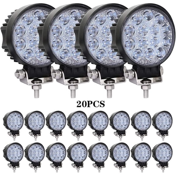 HUICHENG 4.5 Inch 42W LED Work Lights for Truck, Spot Flood Round Lights, Off-Road LED Light Pods for Trucks Off-Road Vehicle ATV SUV UTV 4WD Boat Tractor, 20 Pack