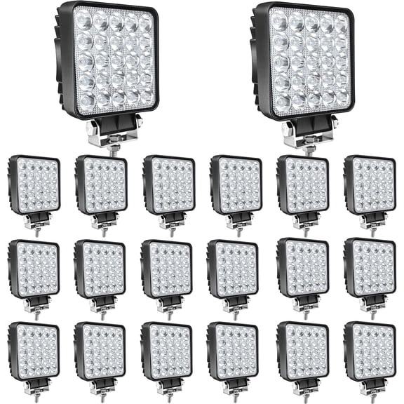 HUICHENG 4 Inch 75W 7000lm LED Work Light Pods, 12V/24V Waterproof Square Spot Lights for Truck Tractor ATV UTV RV RZR Golf Cart Boat, 20 Pack