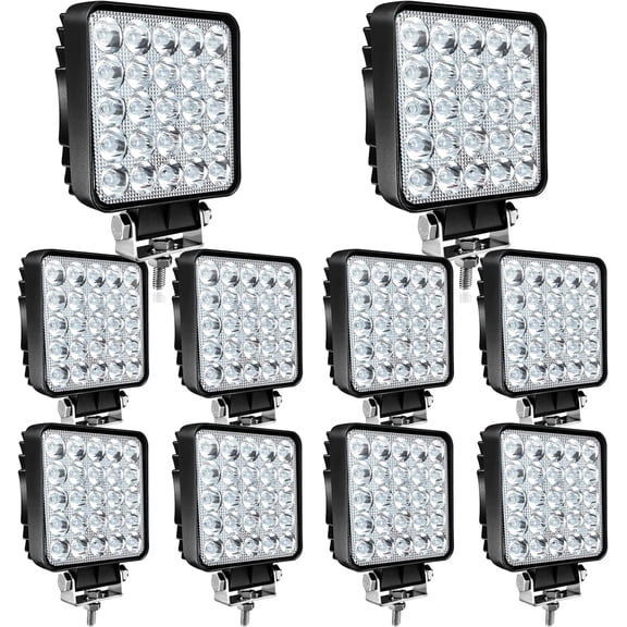 HUICHENG 4 Inch 75W 7000lm Square LED Light Pods, 12V/24V Waterproof Cube Off-Road Light for Car Boat ATV UTV RV Golf Cart Lawn Mower, 10 Pack