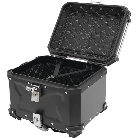 HUICHENG 45L Aluminum Motorcycle Top Case w/Security Lock, 22LB Load, Tail Box Trunk for Helmet/Luggage/Tools