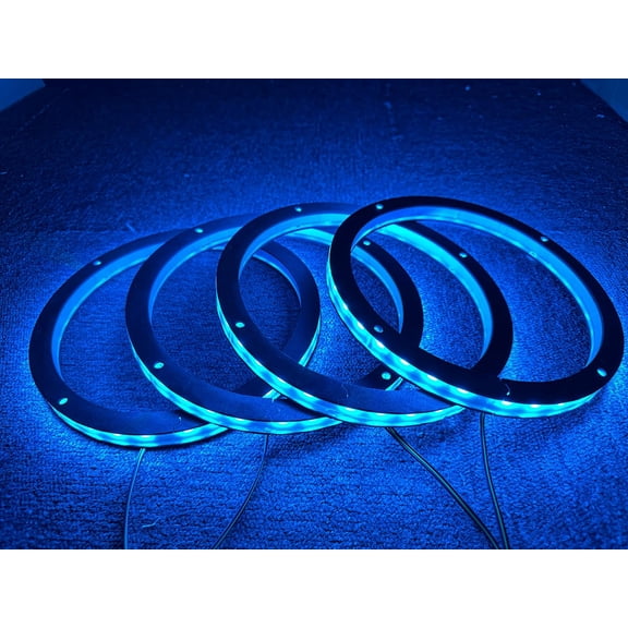 HUICHENG 4PCS 6.5" RGB Car LED Speaker Ring Light Kit | Multi-Color Changing Coaxial Lights Spacer Ring, with Bluetooth APP & Remote Control