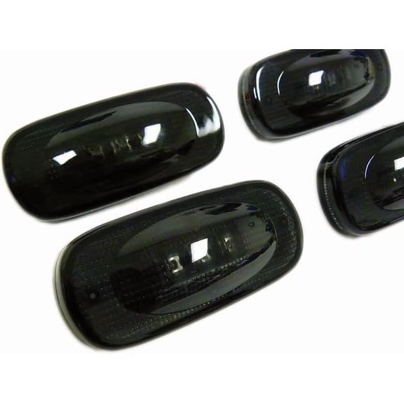 HUICHENG 4Pc Racing Smoked Black Lens LED Side Marker Connector Fender Lights Assembly  Fits Dodge Ram 2500/3500 Dually Bed  Replaces FSM 264131BK