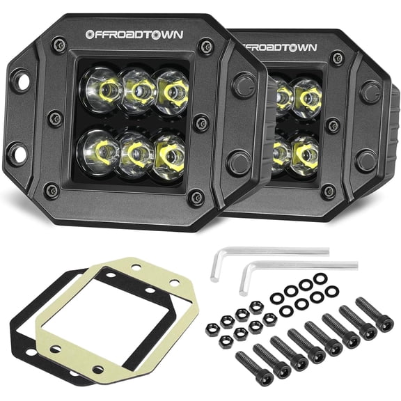 HUICHENG 5 Inch 12,000LM CREE Flush Mount LED Pods, Driving Lights, Reverse Backup Light, Flush Light Bar for Truck Pickup UTV ATV SUV Boat 4x4 Car