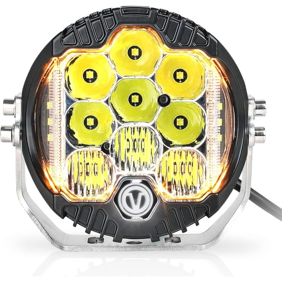 HUICHENG 7 Inch Round 90W LED Offroad Light with DRL, 8000LM Spot Flood Combo Work Light for Wrangler ATV SUV UTV Trucks Pickup 4x4 F150, 1 Pack