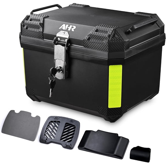HUICHENG AHR 45L Universal Motorcycle Tour Tail Box Scooter Trunk Storage w/Backrest & Safety Lock