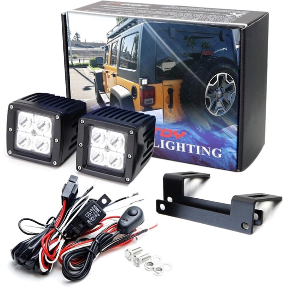 HUICHENG Above Taillamp LED Pod Kit for 2007-2017 Jeep Wrangler JK 2x20W LED Cubes, Brackets & Switch