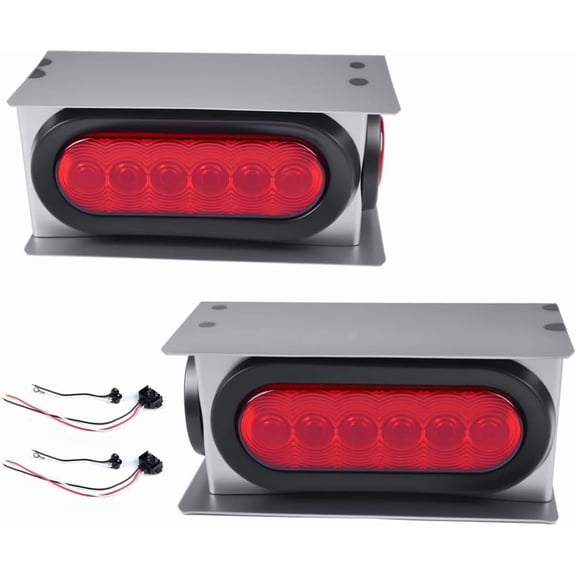 HUICHENG LED Red Lens Trailer Steel Housing Box  Compatible with Trailer/Truck w/ 6" Oval Tail Light & 2" Marker Lamp