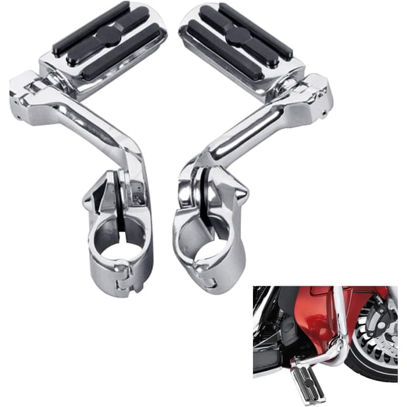 HUICHENG Motorcycle Highway Pegs 1.25" Long Angled Adjustable Footrest Fit Harley Touring/Road King/Street Glide/Electra Glide/Softail/Sportster w/ 1.25" Engine Guard Chrome