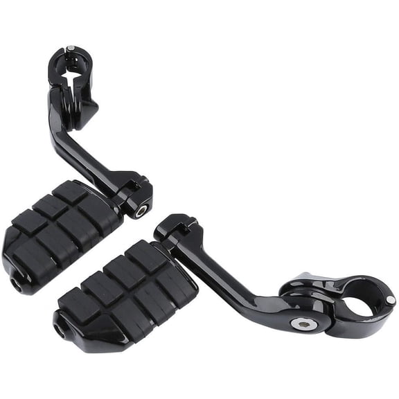 HUICHENG Motorcycle Highway Pegs 1.25" Long Angled Adjustable Footrest Fit Harley Touring/Road King/Street Glide/Electra Glide/Softail/Sportster w/ 1.25" Engine Guard Black