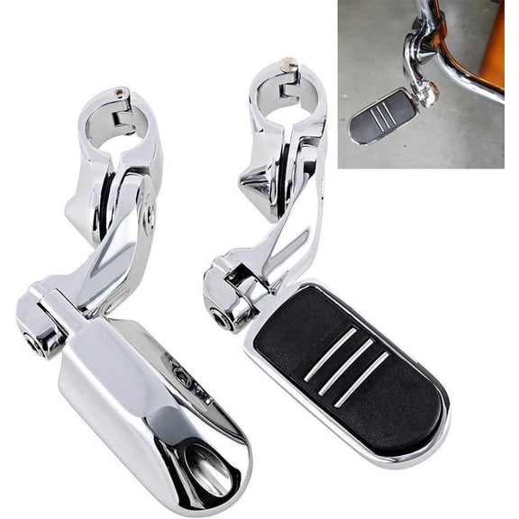 HUICHENG Motorcycle Highway Pegs 1.25" Short Angled Adjustable Footrest Fit Harley Road King/Street Glide/Electra Glide/Softail/Sportster w/ 1.25" Engine Guard Chrome