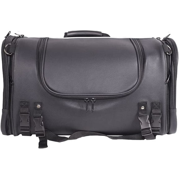 HUICHENG Motorcycle Sissy Bar Trunk Bag with Skull Leather Saddlebags Storage Tool Bags 12x21x12.5 Black No Skull