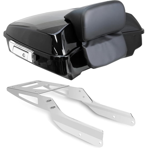 HUICHENG Razor Tour Motorcycle Trunk w/Backrest & Luggage Rack  For Honda VTX 1300/1800 N/R/S 2002-2008, Chrome