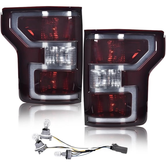 HUICHENG Rear Tail Lights for 2018-2020 Ford F150 w/ Bulbs & Harness Dark Red Left & Right