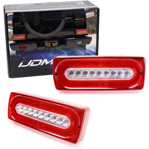 HUICHENG Red Lens Laser Style Full LED Tail Lamps For 1999-2018 Mercedes W463 G-Class G500/G55/G63 AMG (2019 G Design)