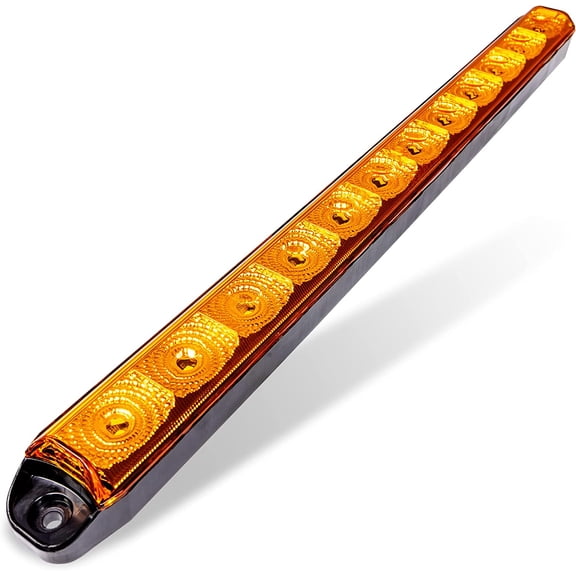 HUICHENG TRUE MODS 16" Amber LED Trailer Light Bar 12 LEDs, Hazard + Sequential Turn Signal, DOT FMVSS 108, IP67 Running/Side Marker/ID/Rear For Motorcycle, Utility, Boat, Trailers