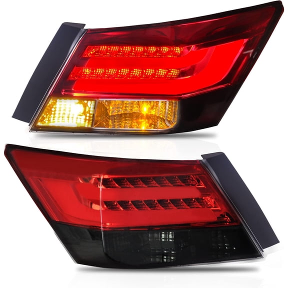 HUICHENG Tail Lights for 2008-2013 Honda Accord  LED DRL, Turn Signal, Reverse  Plug-and-play  Red & Smoked