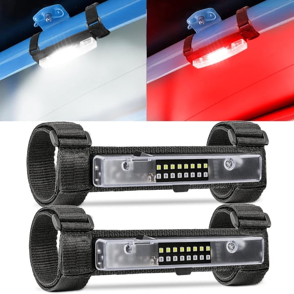 HUICHENG UTV Dome Light, Battery Powered Universal Roll Bar Mount LED Interior Light, Chase Lights Map Lights for UTV SXS Polaris RZR Can Am Honda Kawasaki Yamaha Golf Cart Car, White & Red (2 Packs)
