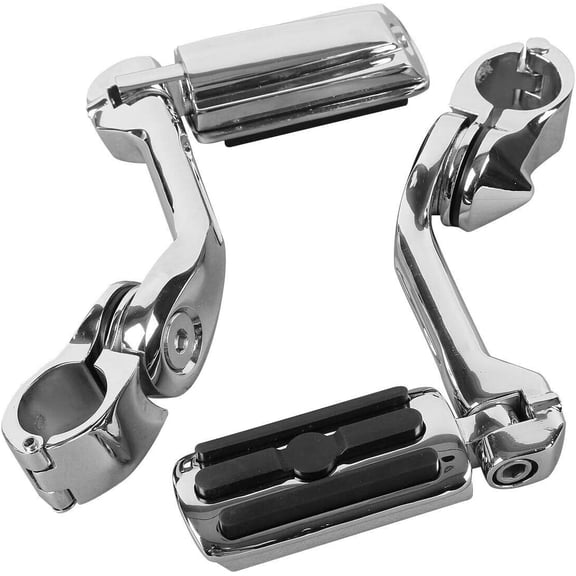 HUICHENG Universal 1.25" Highway Pegs Footpegs w/ Long Angled Clamp Mount Fit Harley Touring/Road King/Street Glide/Electra Glide/Sportster/Softail/Dyna 32mm Crash Bar