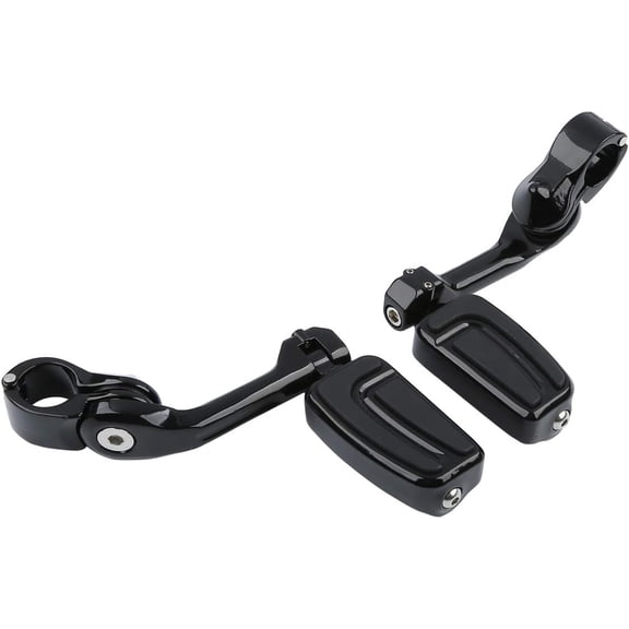 HUICHENG Universal 1.25" Highway Pegs Footpegs w/ Long Angled Clamp Mount Fit Harley Touring/Road King/Street Glide/Electra Glide/Sportster/Softail/Dyna 32mm Crash Bar