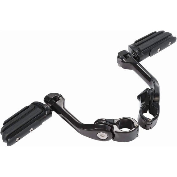 HUICHENG Universal 1.25" Highway Pegs Footpegs w/ Long Angled Clamp Mount Fit Harley Touring/Road King/Street Glide/Electra Glide/Sportster/Softail/Dyna 32mm Crash Bar