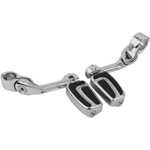 HUICHENG Universal 1.25" Highway Pegs Footpegs w/ Long Angled Clamp Mount Fit Harley Touring/Road King/Street Glide/Electra Glide/Sportster/Softail/Dyna 32mm Crash Bar