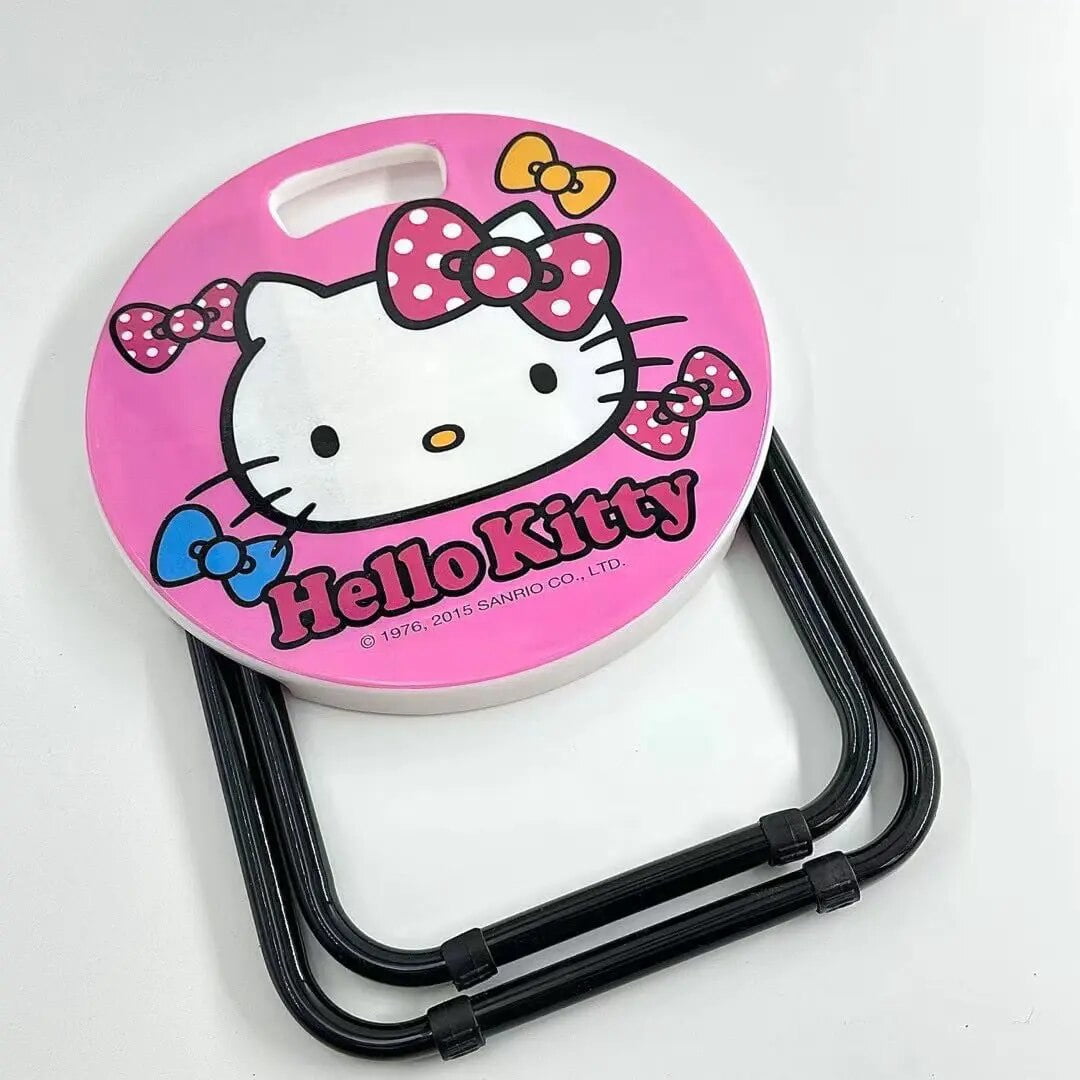 HUIFEIFEI Anime Kawaii Sanrioed Hellokittys Cartoon Folding Chair Outdoor Picnic Fishing Portable Foldable Small Bench Household Sturdy