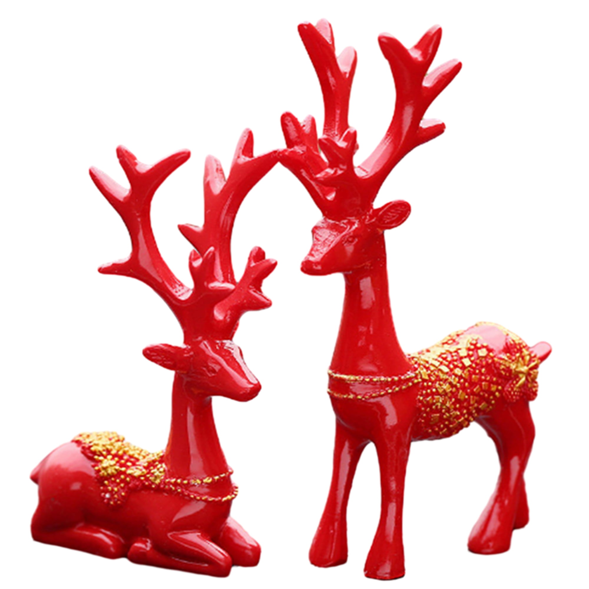 HUIJZG Elk Figurines Modern Sitting and Standing Deer Statues Ornaments ...