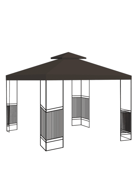HUIMART 10' Gazebo Canopy Replacement 2-Tier Canopy Top Garden Yard Patio Outdoor Canopy Cover Durable Gazebo Cover for 10x10 Frame Coffee