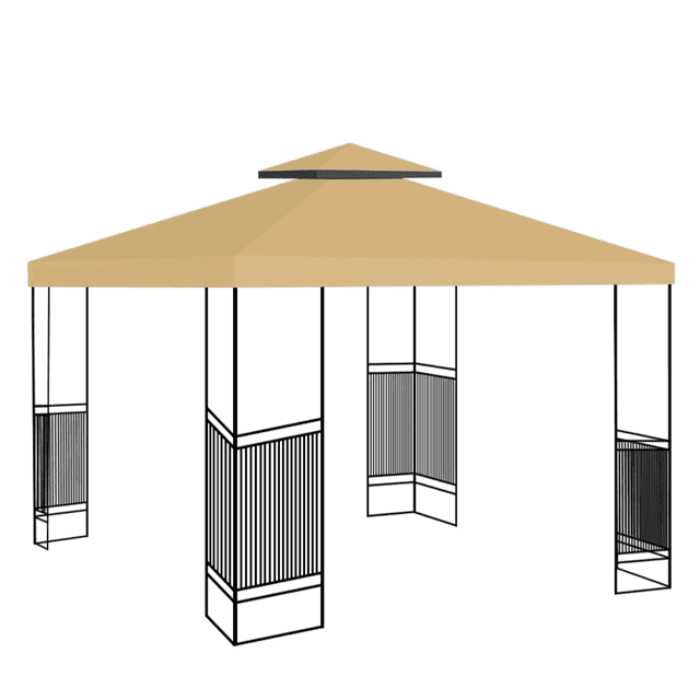 HUIMART 10' Gazebo Canopy Replacement 2Tier Canopy Top Garden Yard Patio Outdoor Canopy Cover