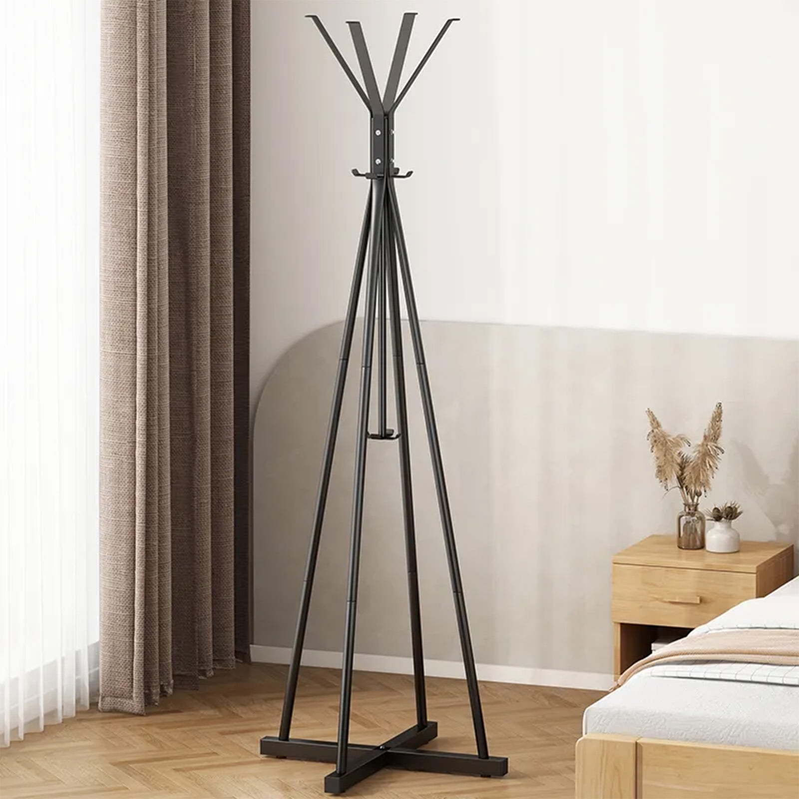 HUIMART 5.6ft Metal Coat Rack Stand with 12 Hooks, Free Standing Tripod ...