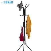 HUIMART 5.7ft Coat Rack Clothes Tree Hats Hanger Holder with 12 Hooks Sturdy Freestanding Metal Tree Stand Rack for Entryway Bedroom, Black