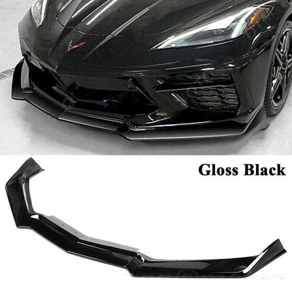 HUIMART For Corvette C8 2020-2022 2023 5VM Style Front Bumper Lip Spoiler Glossy Black