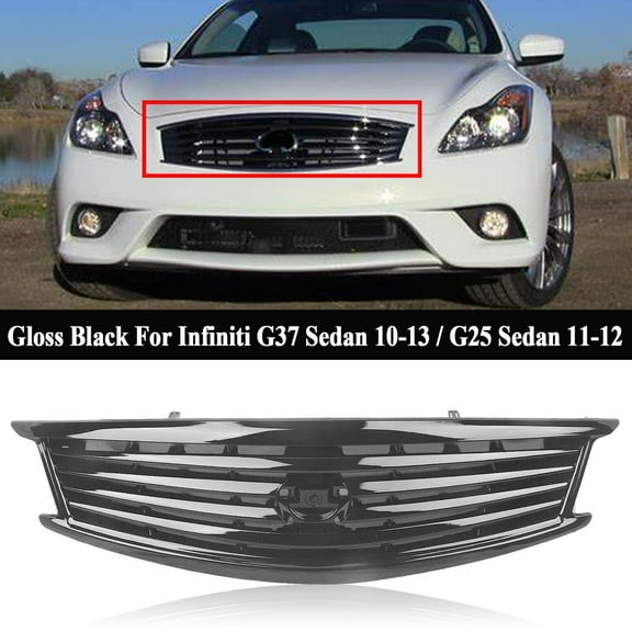 HUIMART Gloss Black Front Bumper Upper Grille For Infiniti G37 G25 2010-2013 Q40 Sedan