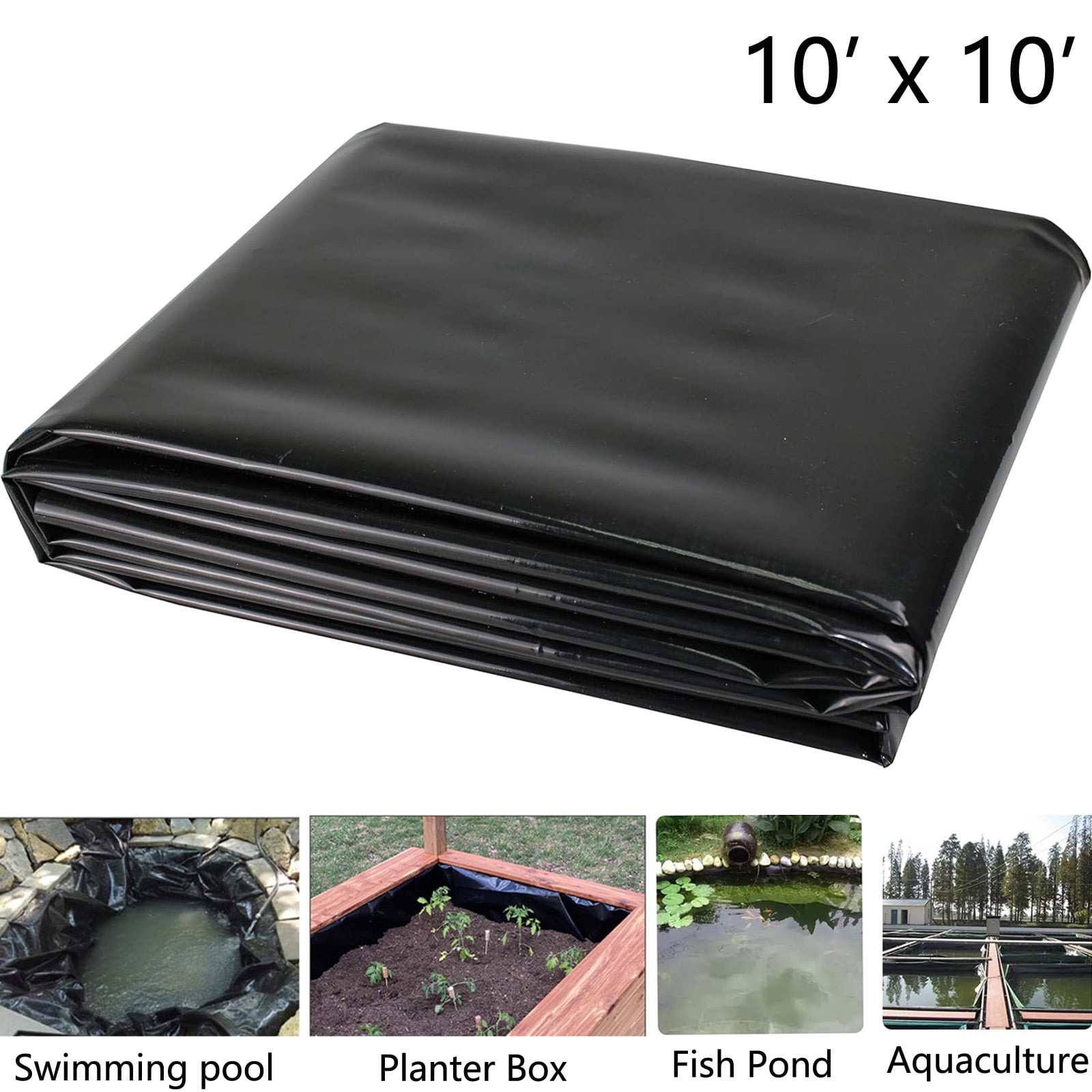 HUIMART Pond Liner 10 x 10 ft HDPE Fish Pond Liners Skins 10 Mil UV