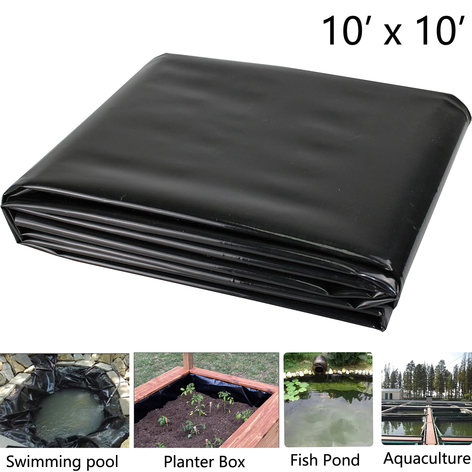 INTBUYING 10'x20' HDPE Pond Liner Pond Skins Flexible Waterproof Garden