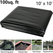 SUSUZI Pond Liner 10 x 10 ft HDPE Fish Pond Liners Skins 10 Mil UV Resistant Preformed Pond Liner for Fountains Waterfall Koi Ponds Water Garden, Black