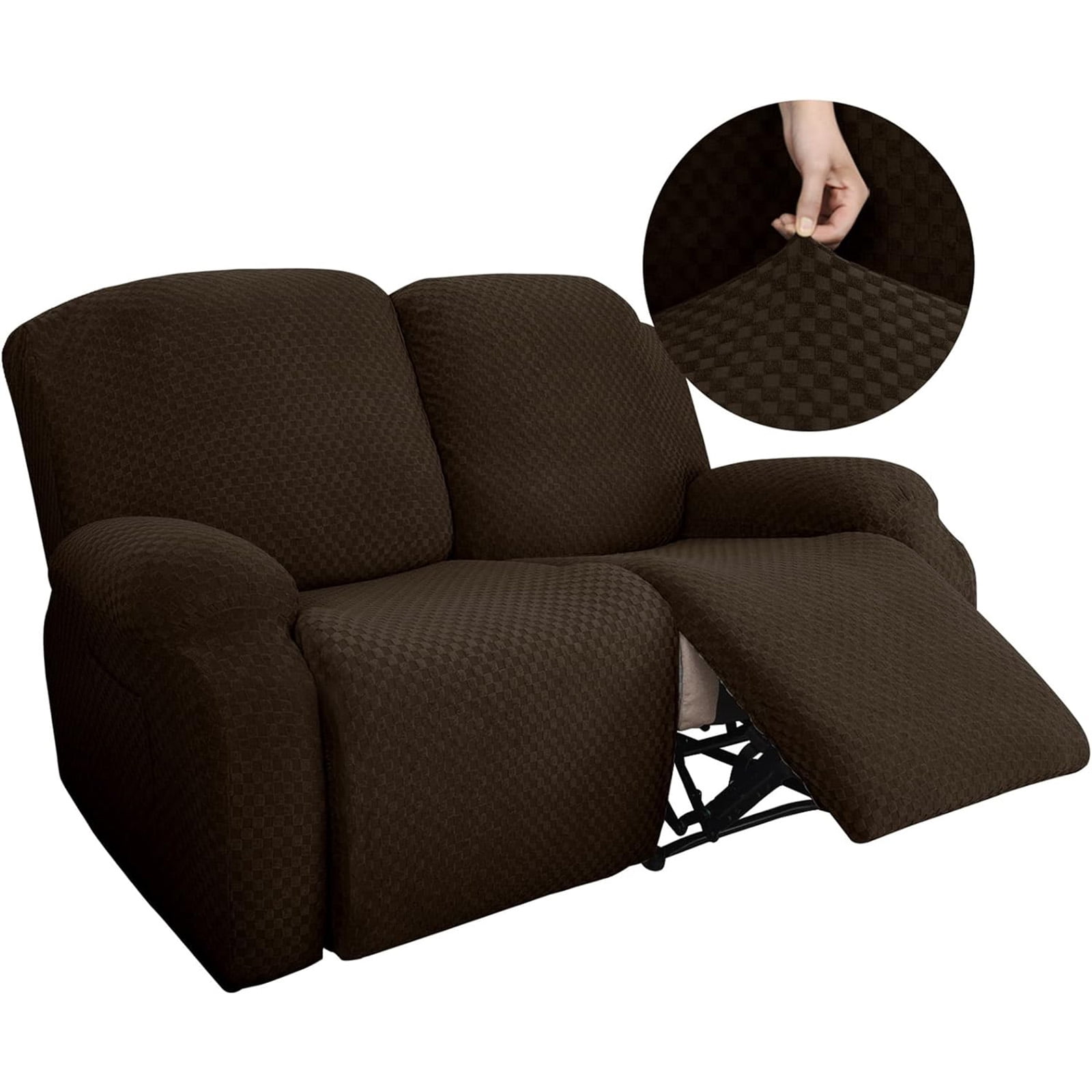 HUIMART Recliner Loveseat Slipcover 6 Pieces Dual Recliner Sofa Covers for 2 Seat Dual Reclining