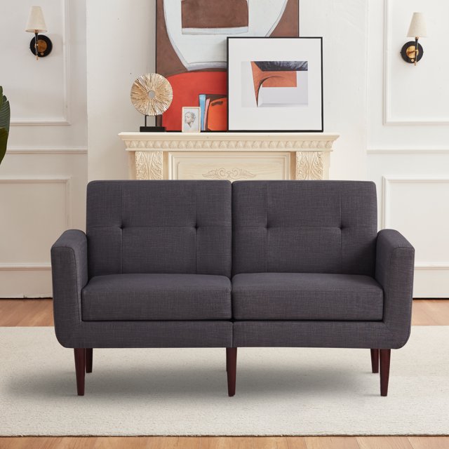 HUIMO 58” W Loveseat Sofa, Mid Century Modern Decor Love Seats