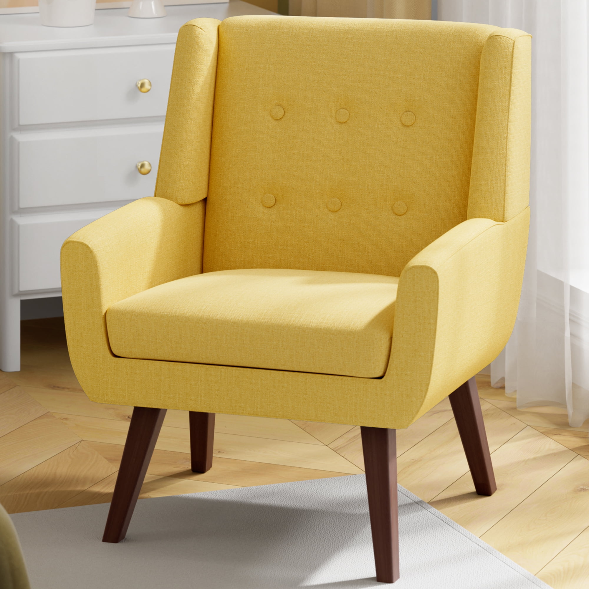 HUIMO MidCentury Modern Accent Chair, Button Tufted, Comfy Reading