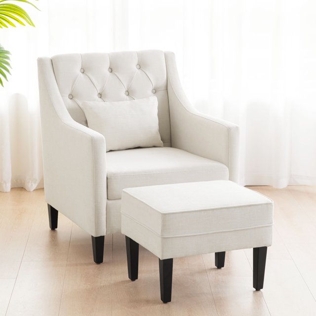 HUIMO Accent Chair with Ottoman,Upholstered Living Room Chairs and Ottoman Set,Reading Chair for