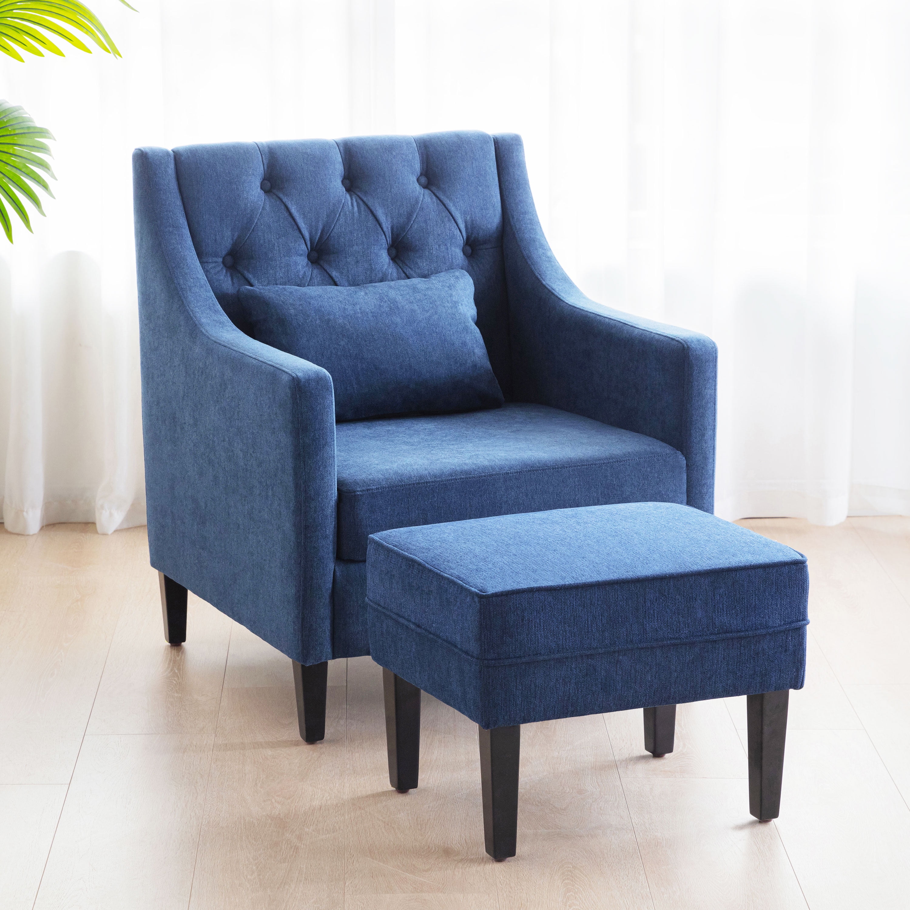 HUIMO Accent Chair with Ottoman,Upholstered Living Room Chairs and