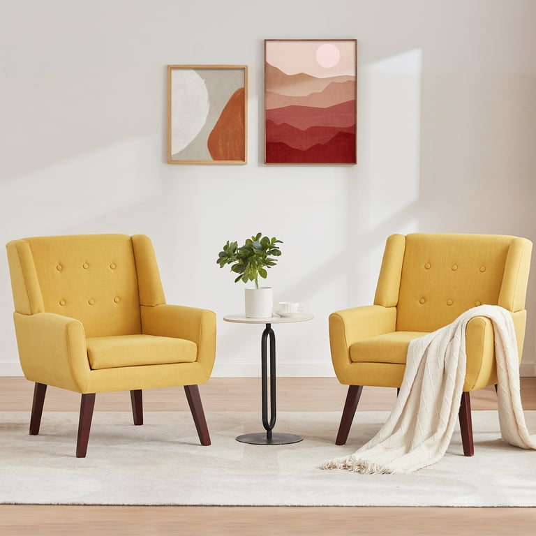HUIMO Accent Chair Upholstered Button Tufted Armchair Mid