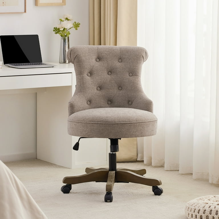 HUIMO Home Office Chair with Wheels Upholstered Comfortable Swivel Office Desk Chair with Armless Height Adjustable Fabric Padded Modern Swivel Task Chair Brown Walmart