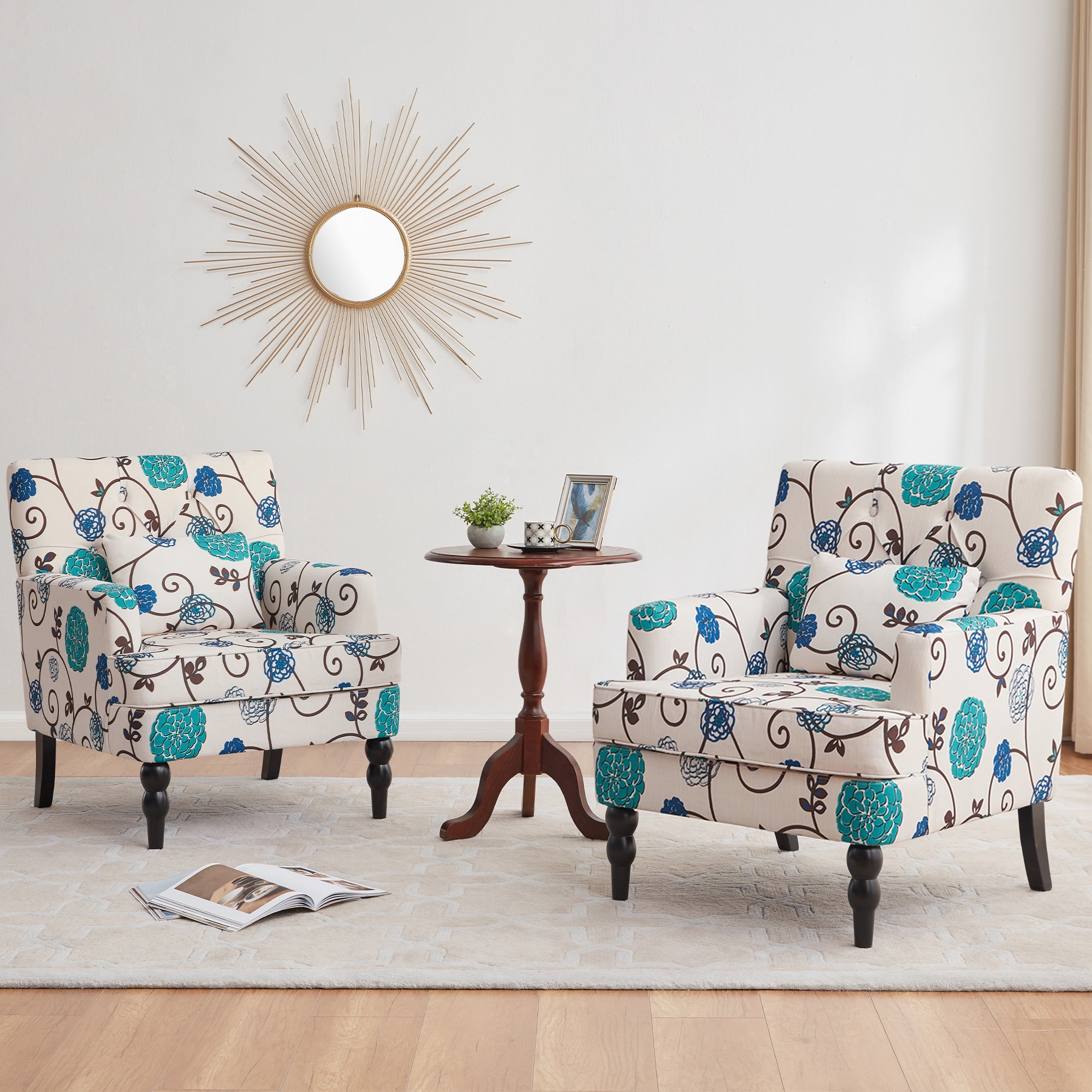 HUIMO MidCentury Modern Accent Chairs Set of 2, Upholstered Living