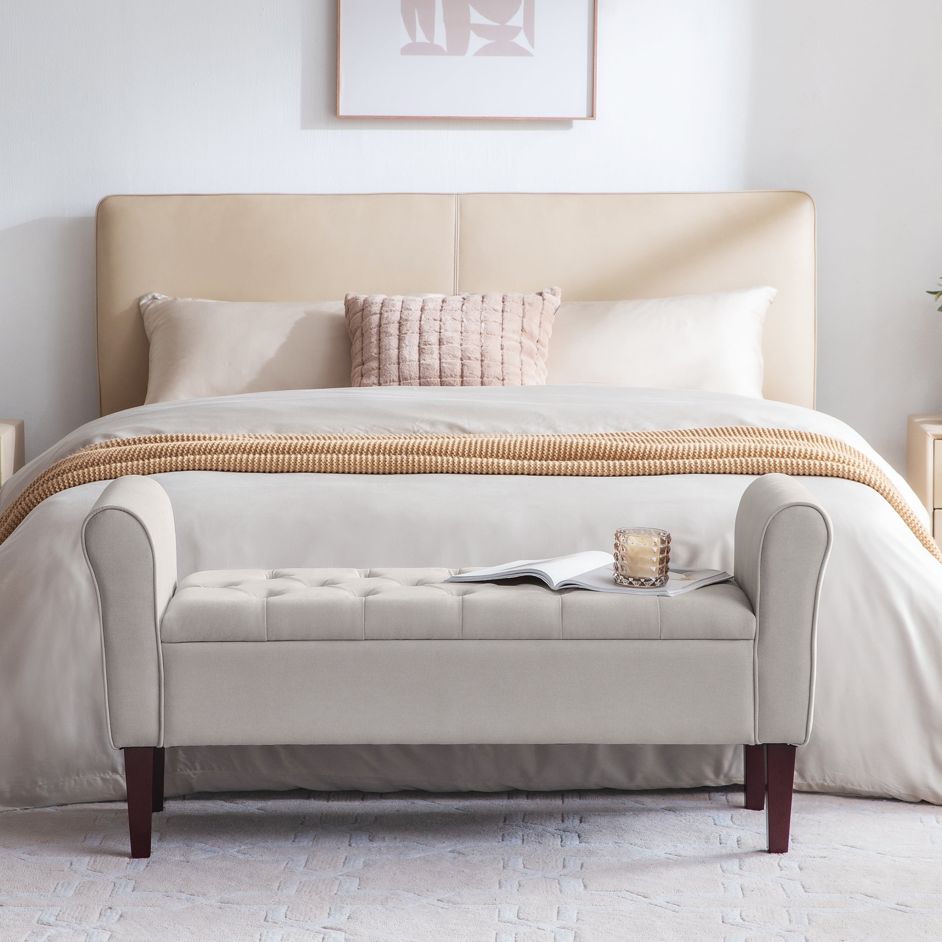 Cream end sale of bed bench