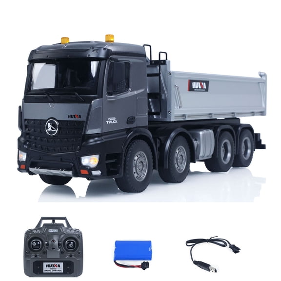 HUINA 1/14 RTR Remote Control Dump Truck 12CH RC Tipper Finished Model Toy Gift Light Sound Effects Radio USB Charging Cable